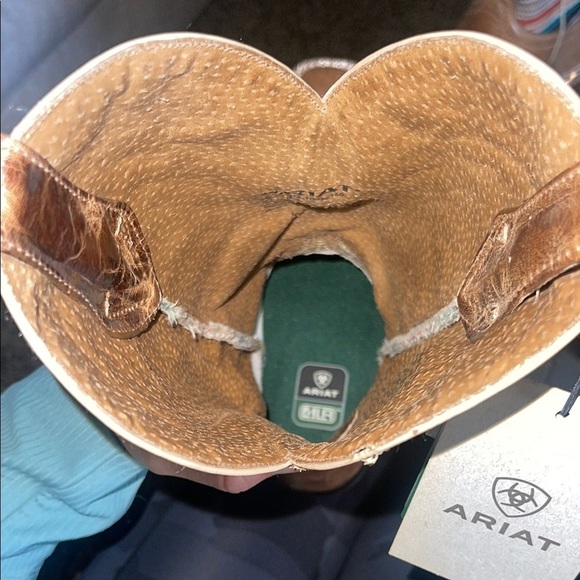 Ariat Brown Cowboy Boot with Colorful Accent Pattern - Picture 8 of 12